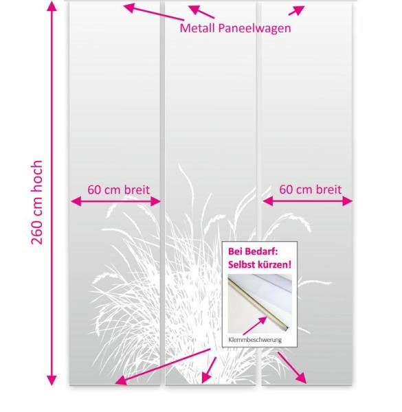 Reed 24 – lichtgrau Flächenvorhang - 3teiliges Set